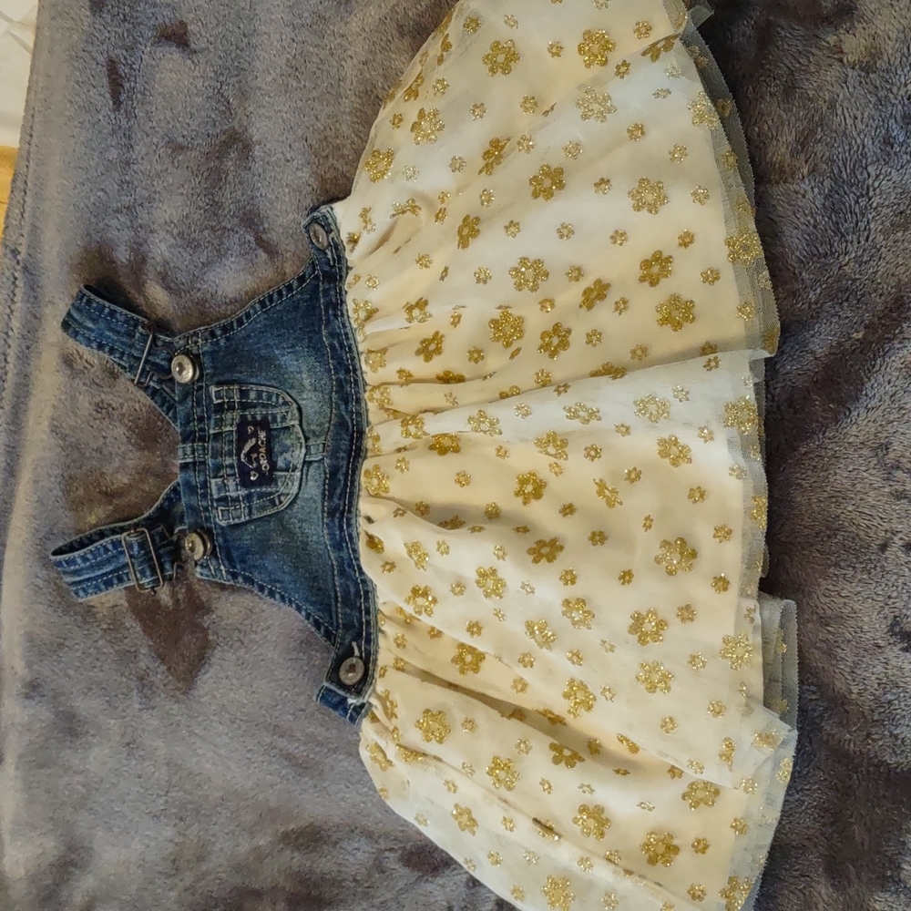 Toddler overall denim and lace dress